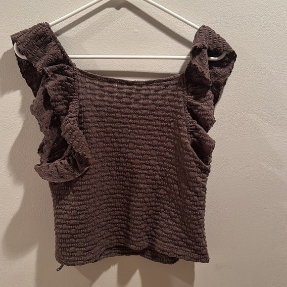 Free People Forever Now Crochet Ruffle Sleeve Top Large - Picture 7 of 7